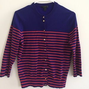 J. Crew Medium Nautical Cardigan with 3/4 Sleeves